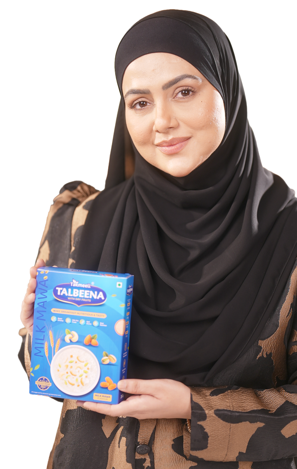Sana Khan holding Takmeeli Talbeena